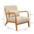 « Elio » — Fauteuil lounge en bois et tissu effet velours beige