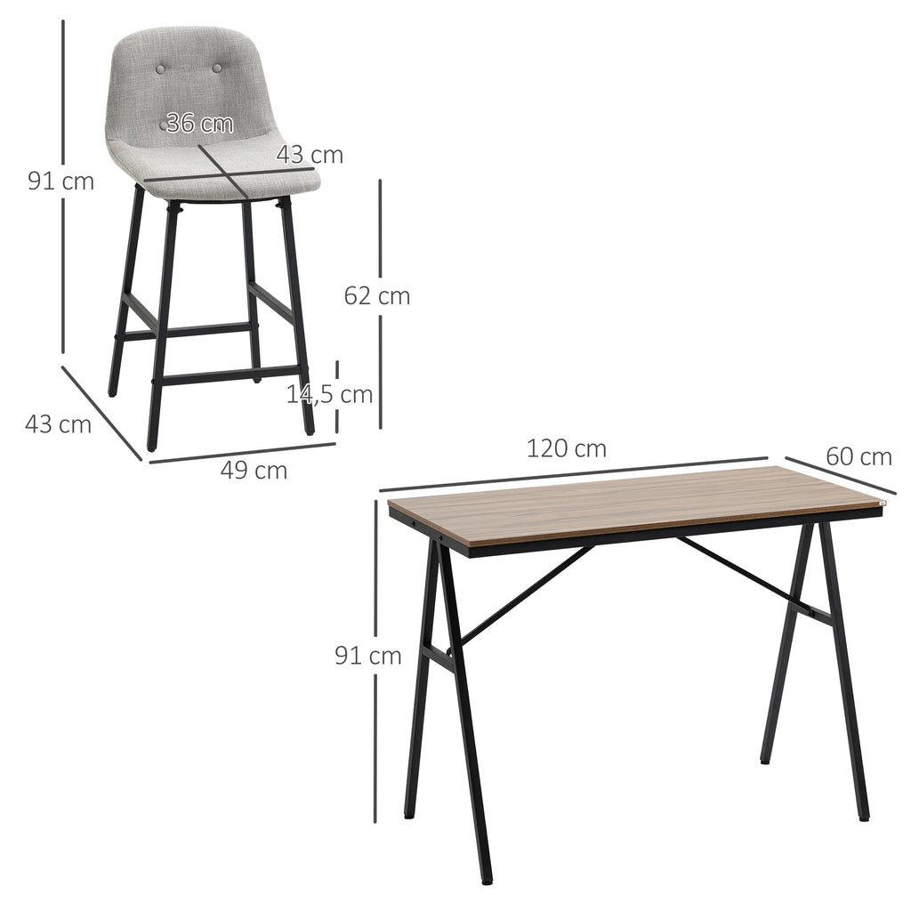 « Comptoir » — Ensemble table haute et 4 tabourets gris