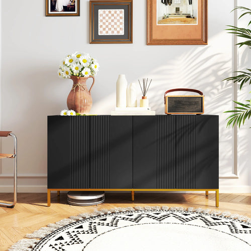 « Cadence » — Buffet graphique noir et doré, 140 cm
