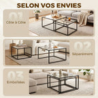 « Cristal » — Lot de 2 tables basses gigognes en verre