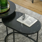 « Duo » — Lot de 2 tables gigognes effet marbre noir