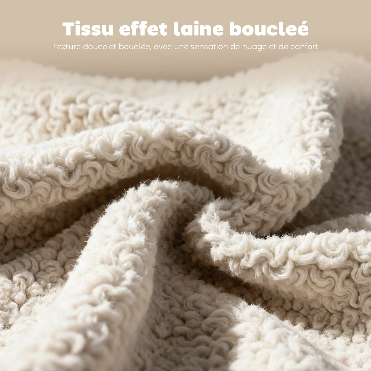 « Lison » — Lot de 2 chaises crème en tissu bouclé