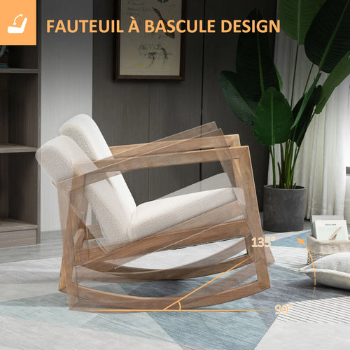 « Berce » — Fauteuil à bascule en tissu bouclé crème