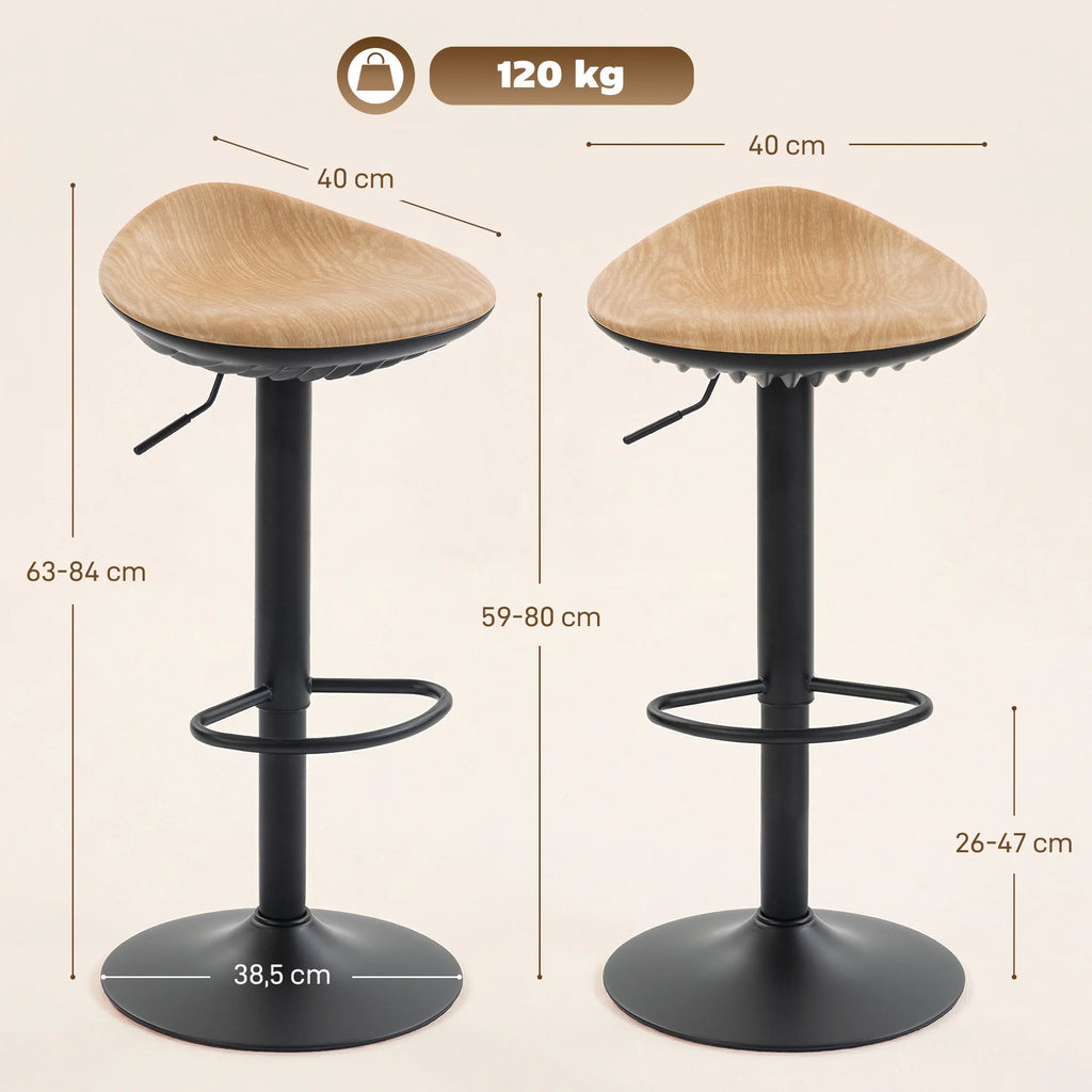 « Écorce » — Lot de 2 tabourets réglables effet chêne