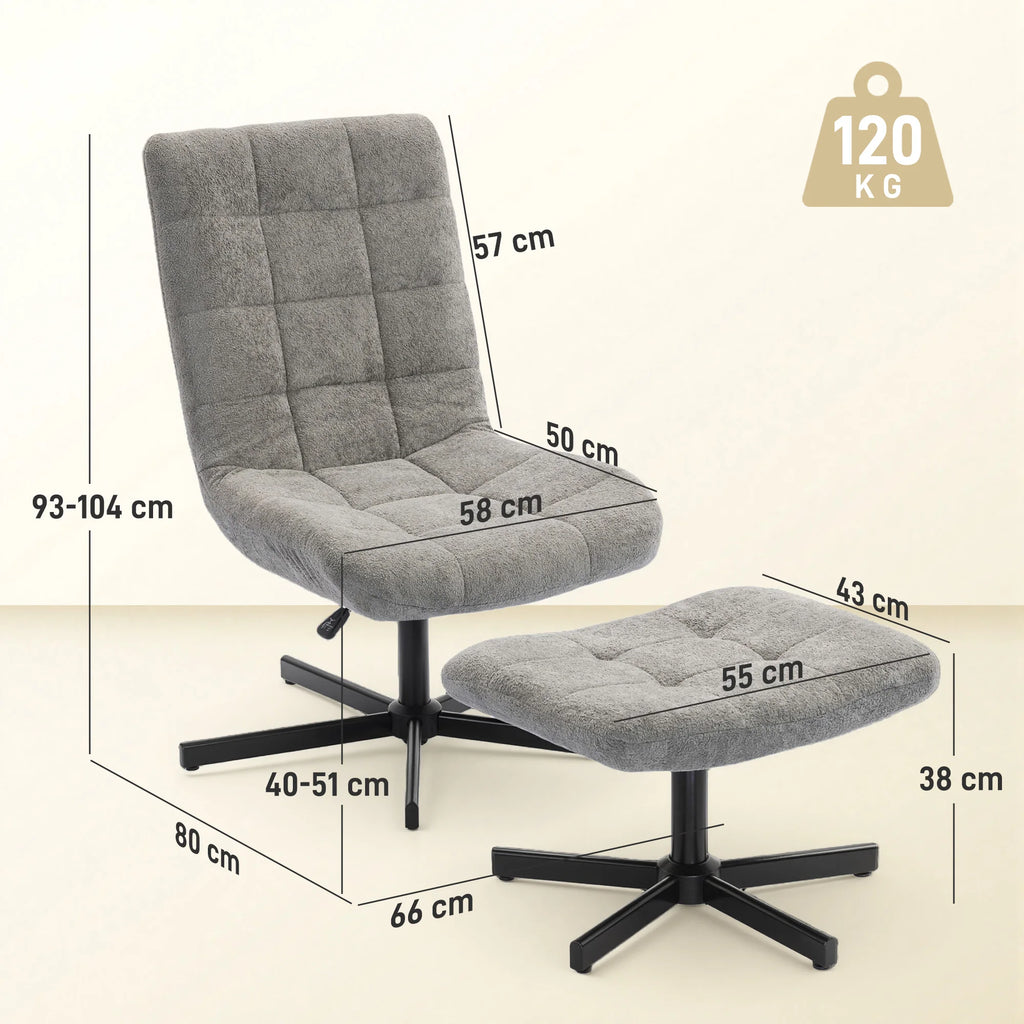 « Pausa » — Fauteuil inclinable gris avec repose-pieds