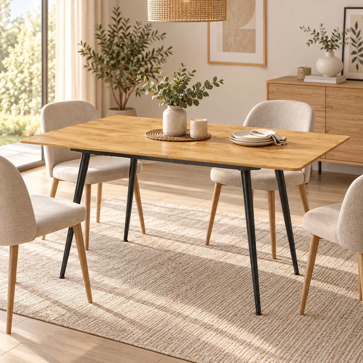 « Allonge » — Table extensible effet bois, 120 à 160 cm — vue 2