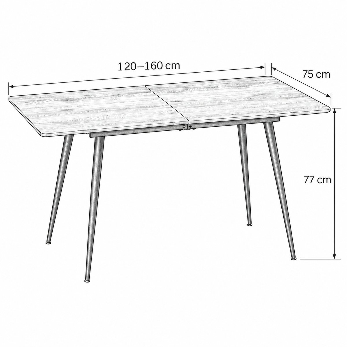« Allonge » — Table extensible effet bois, 120 à 160 cm — vue 5