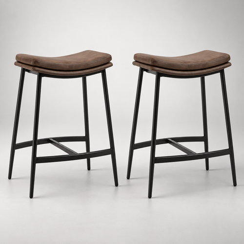 « Atelier » — Lot de 2 tabourets industriels bruns — vue 1