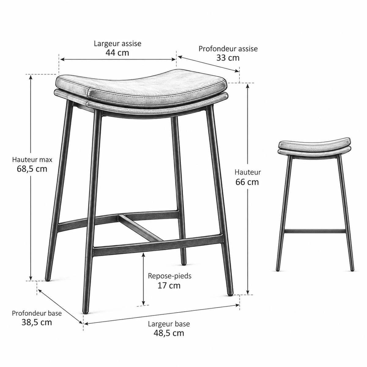 « Atelier » — Lot de 2 tabourets industriels bruns — vue 5
