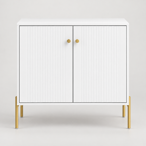 « Aura » — Buffet blanc et doré à étagère réglable — vue 1