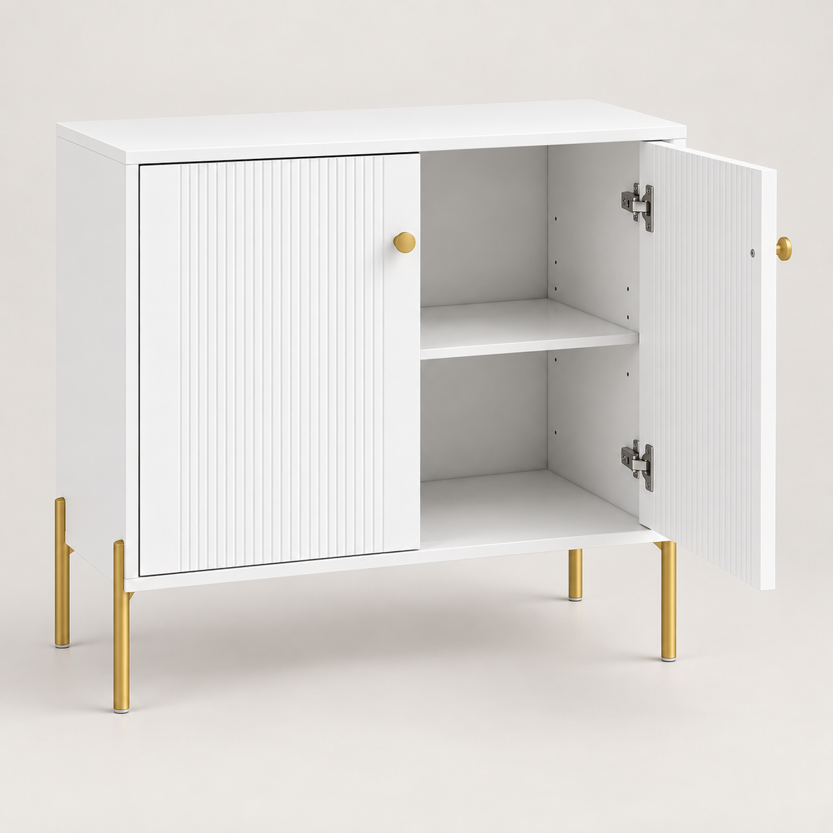 « Aura » — Buffet blanc et doré à étagère réglable — vue 3