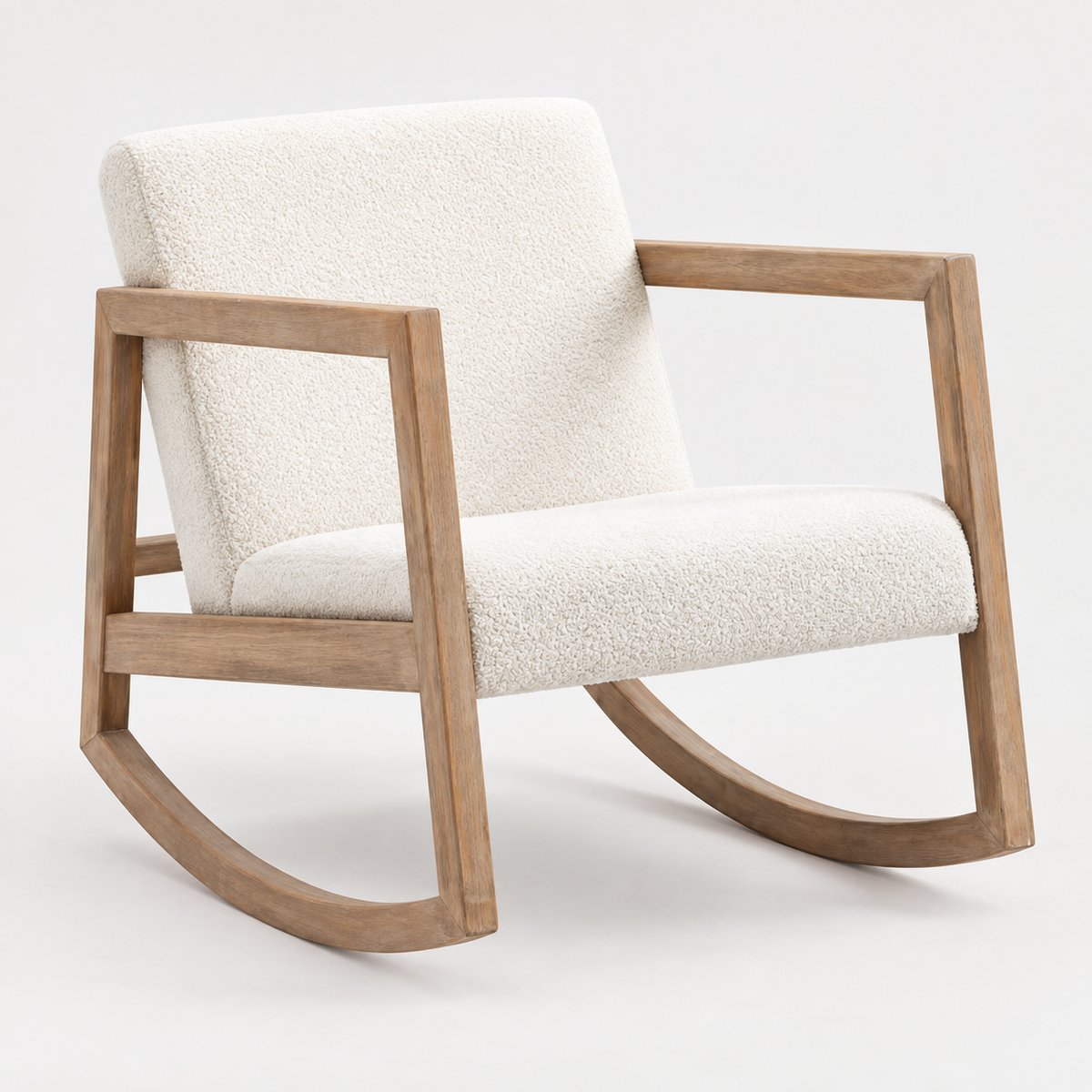 « Berce » — Fauteuil à bascule en tissu bouclé crème — vue 1