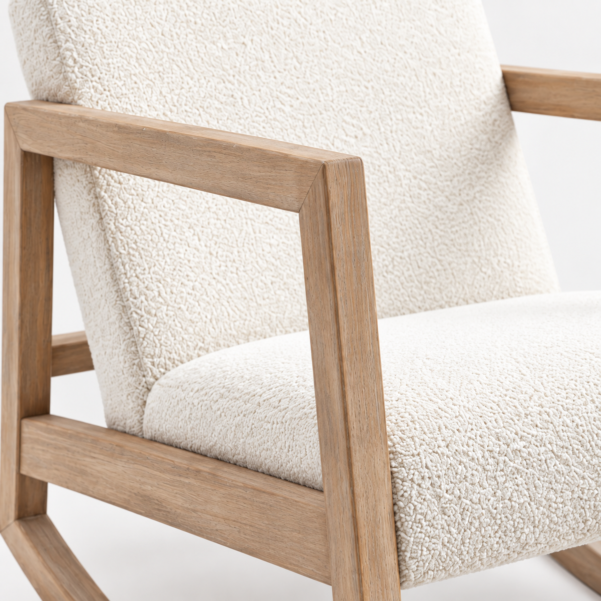 « Berce » — Fauteuil à bascule en tissu bouclé crème — vue 3
