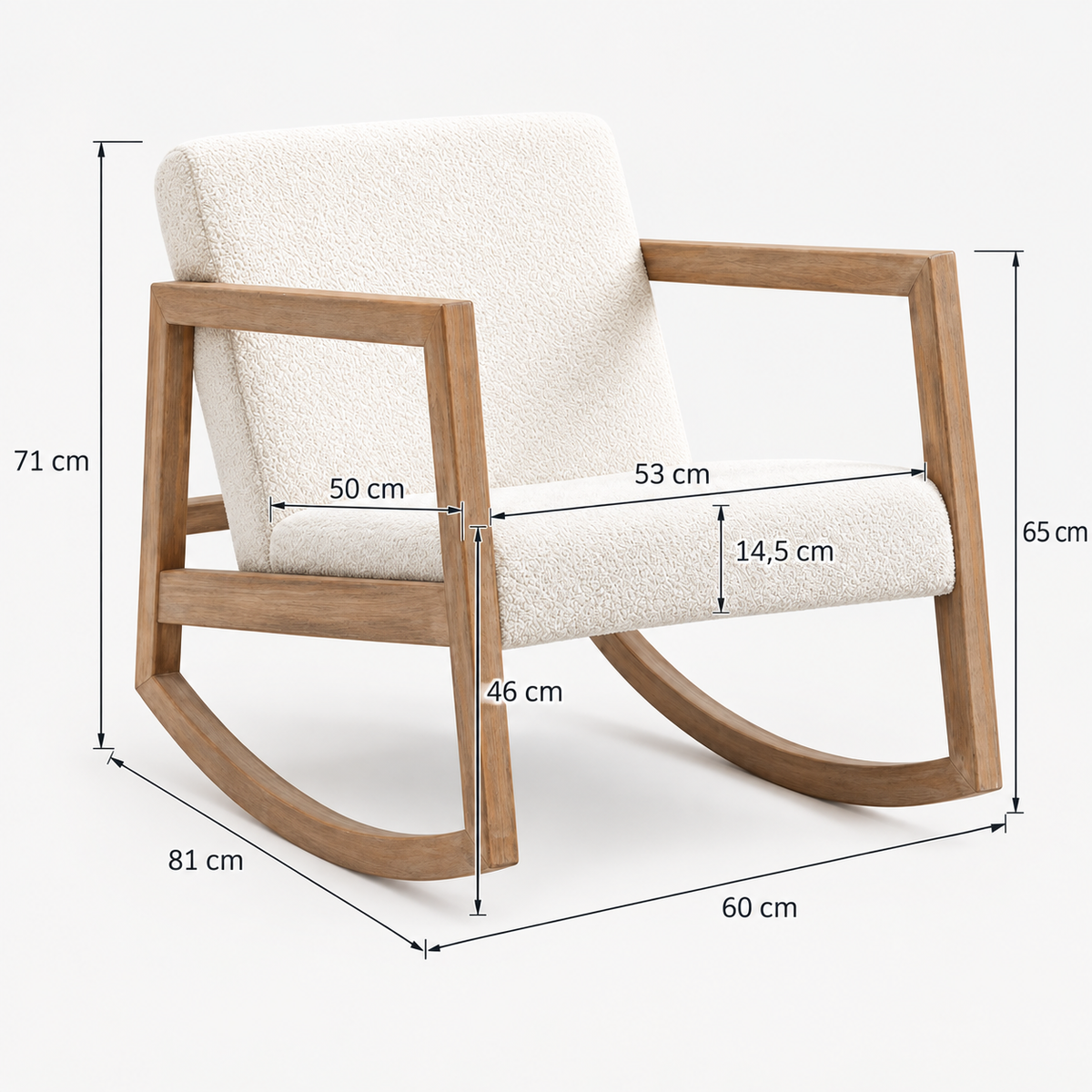 « Berce » — Fauteuil à bascule en tissu bouclé crème — vue 4
