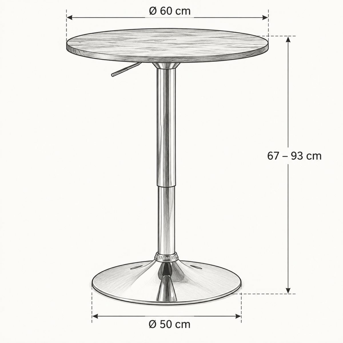 « Bistro » — Table ronde réglable à plateau pivotant — vue 5