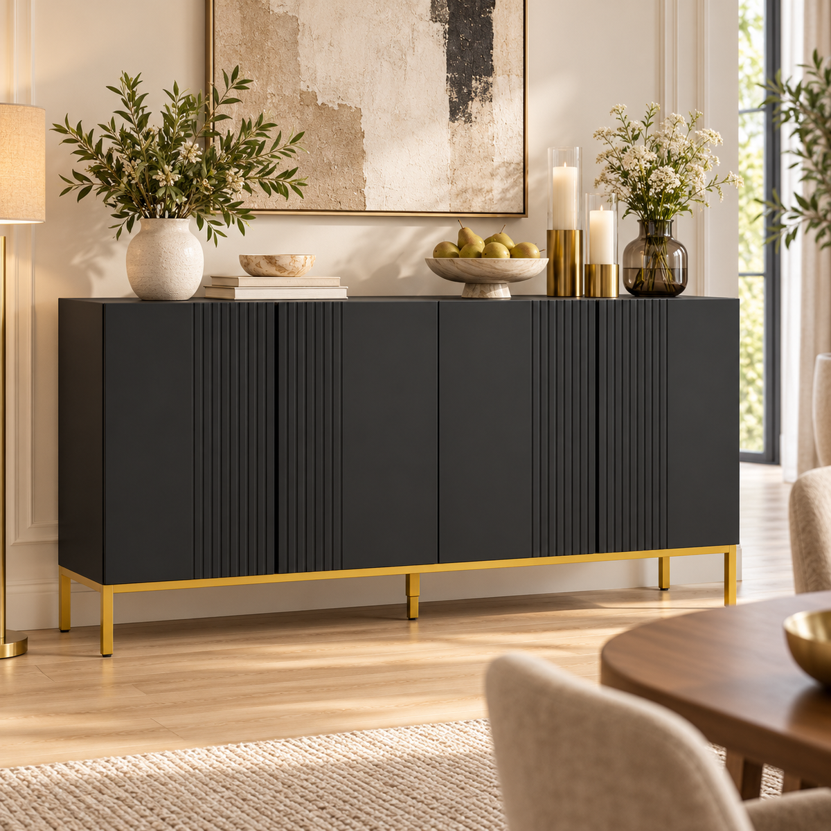 « Cadence » — Buffet graphique noir et doré, 140 cm — vue 2