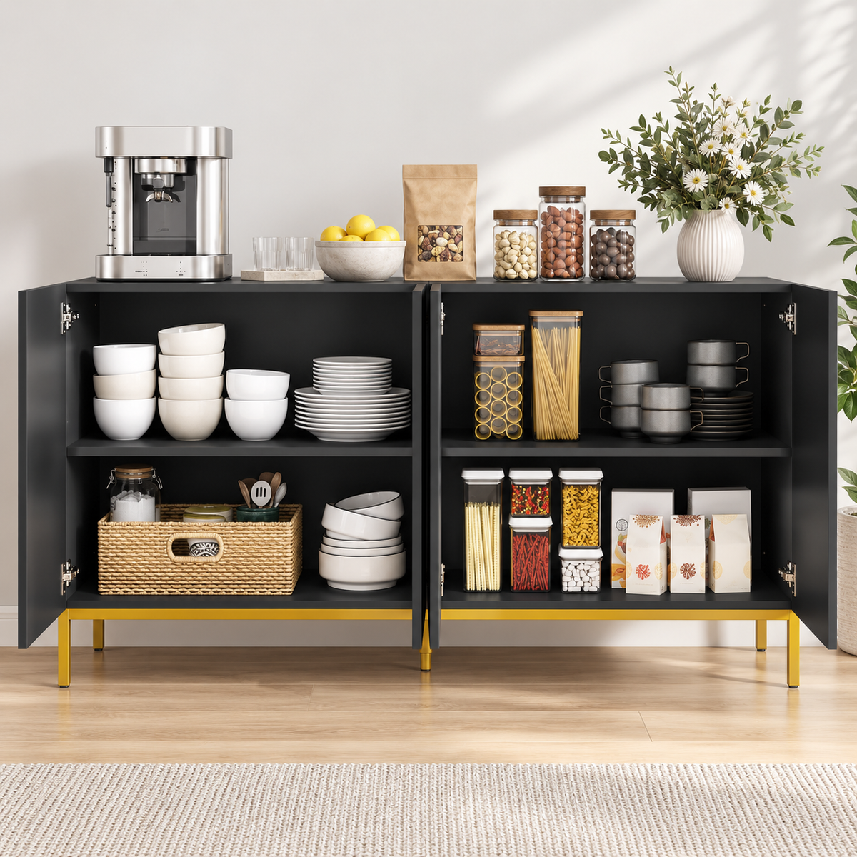 « Cadence » — Buffet graphique noir et doré, 140 cm — vue 5