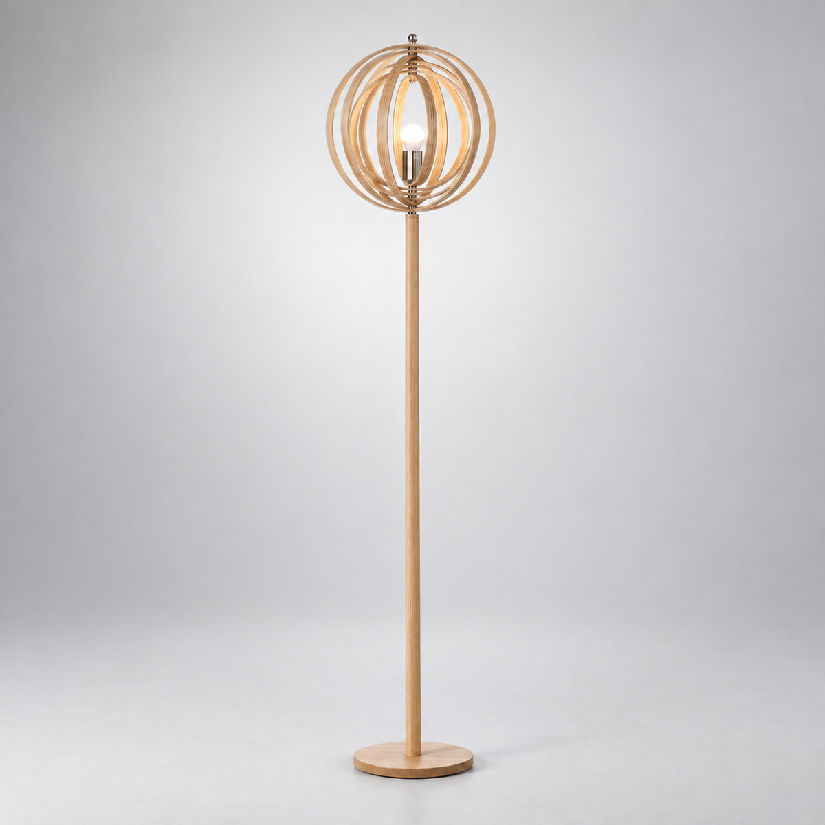 « Cirque » — Lampadaire à anneaux en bois orientables — vue 1