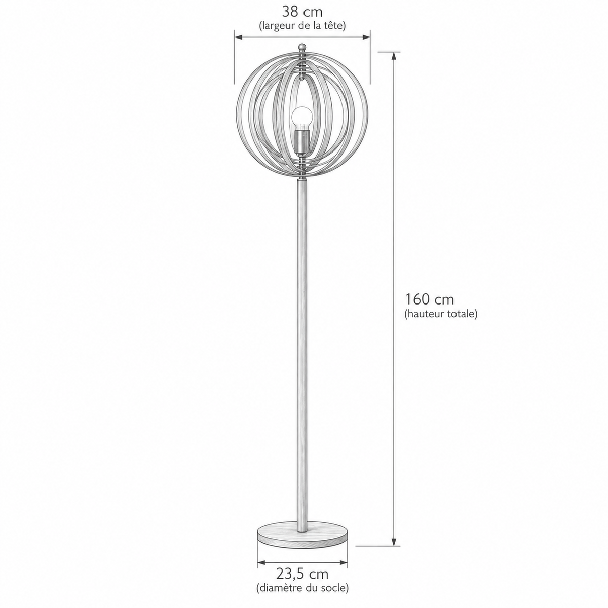 « Cirque » — Lampadaire à anneaux en bois orientables — vue 5