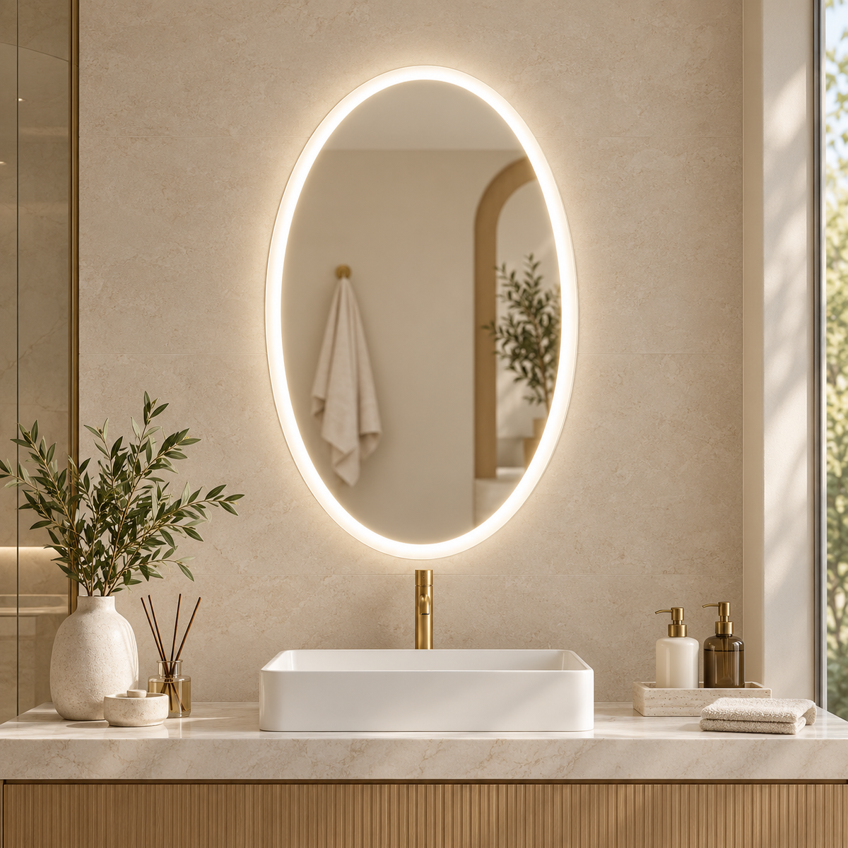 « Clarté » — Miroir ovale LED avec fonction antibuée — vue 2