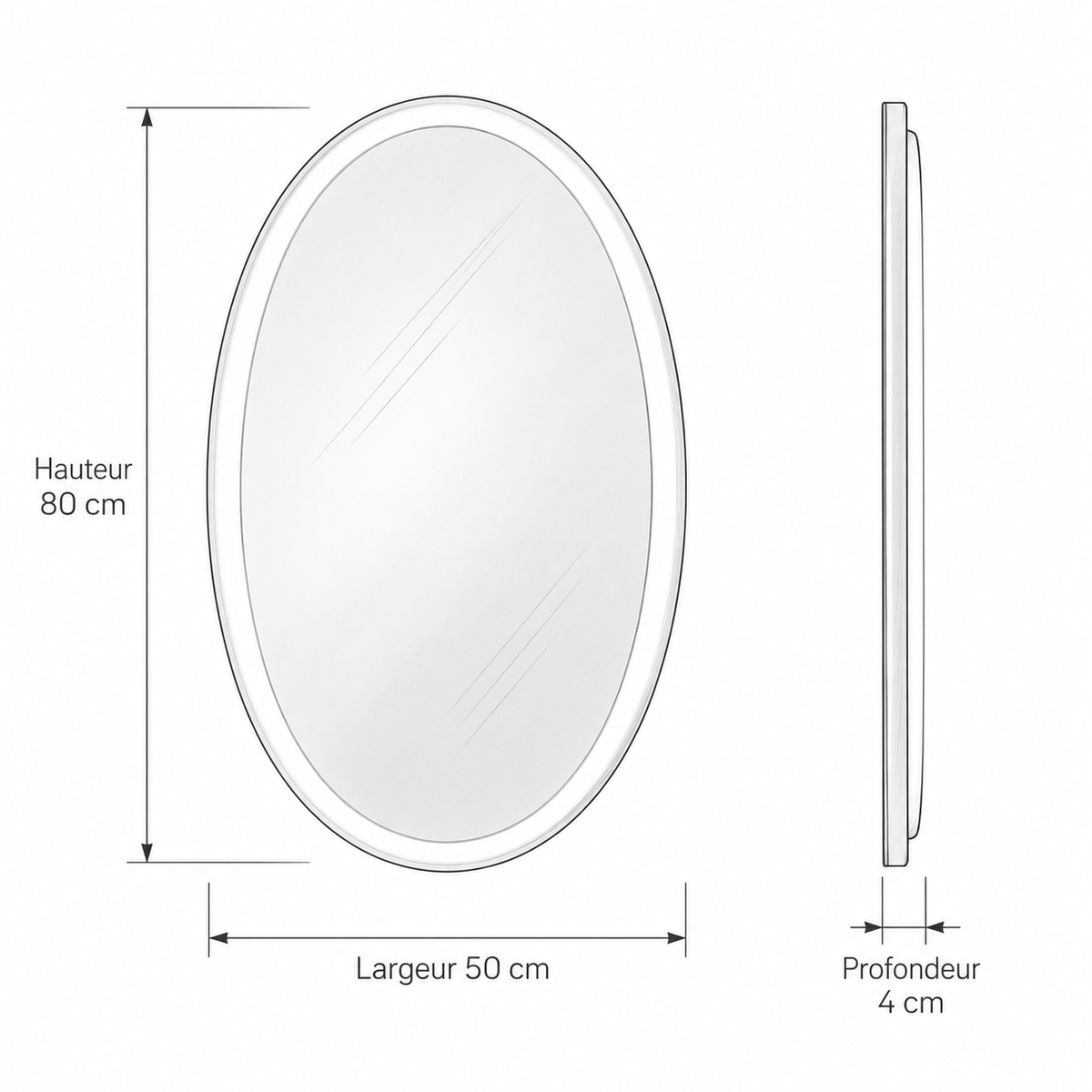 « Clarté » — Miroir ovale LED avec fonction antibuée — vue 5