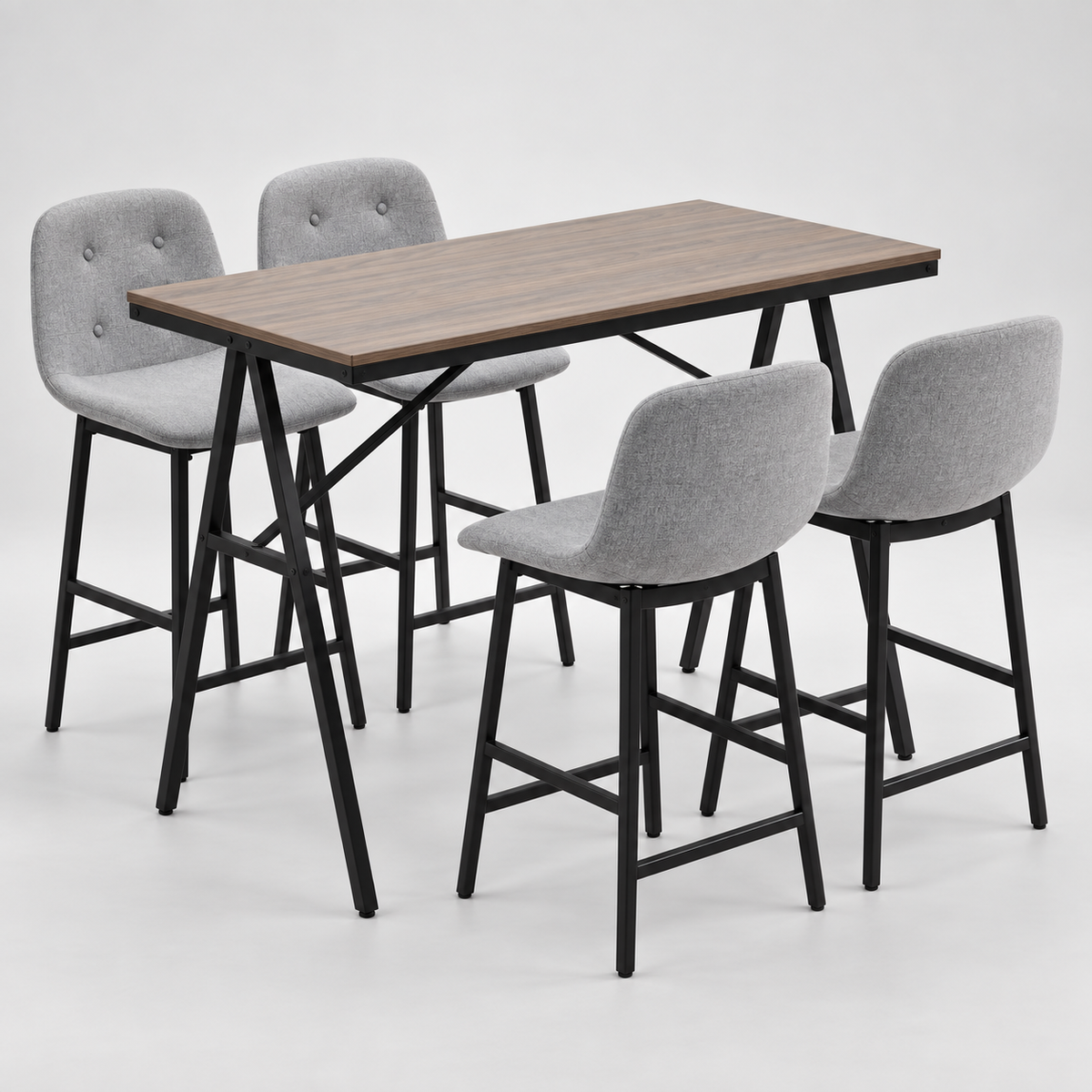 « Comptoir » — Ensemble table haute et 4 tabourets gris — vue 1