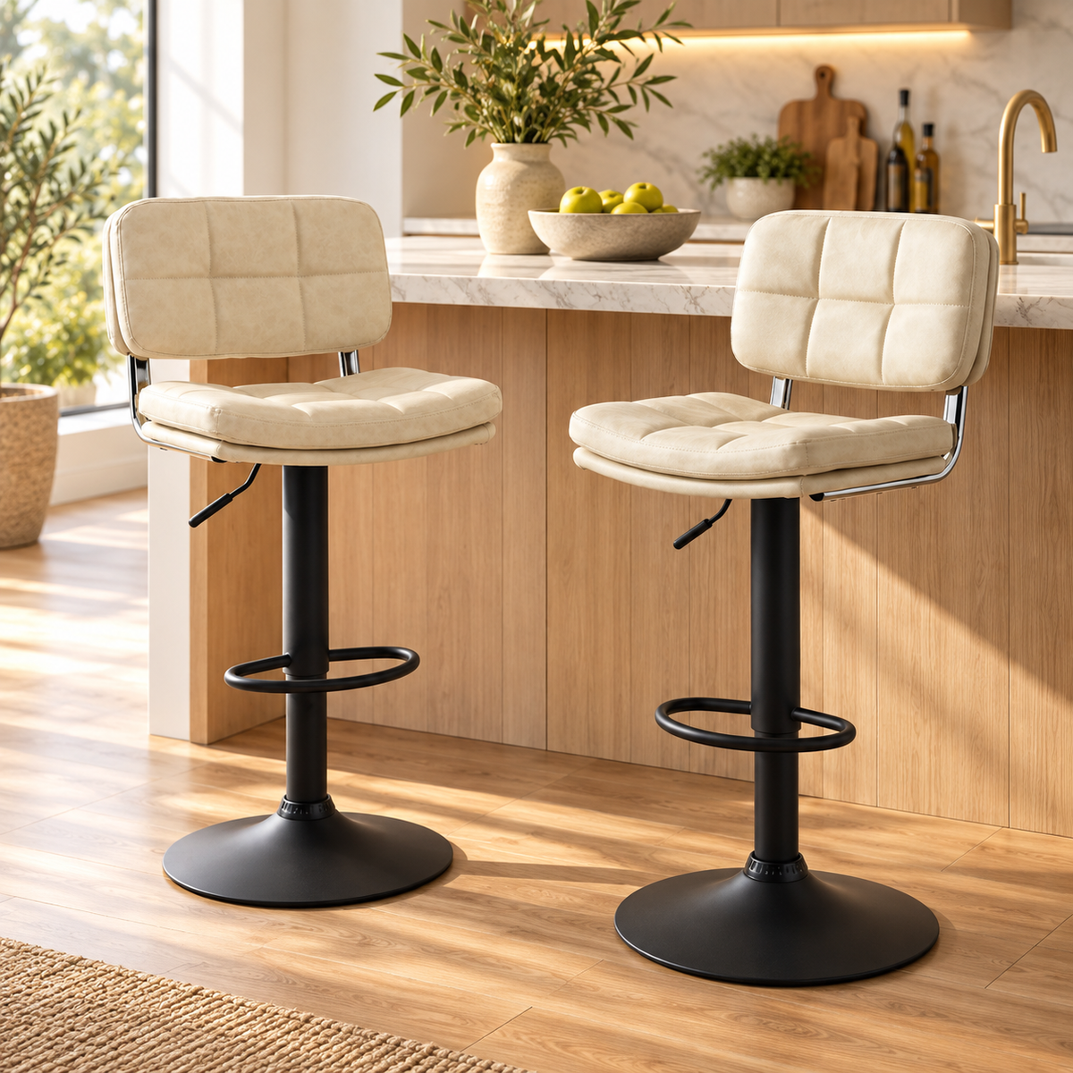 « Crémea » — Lot de 2 tabourets crème réglables — vue 2