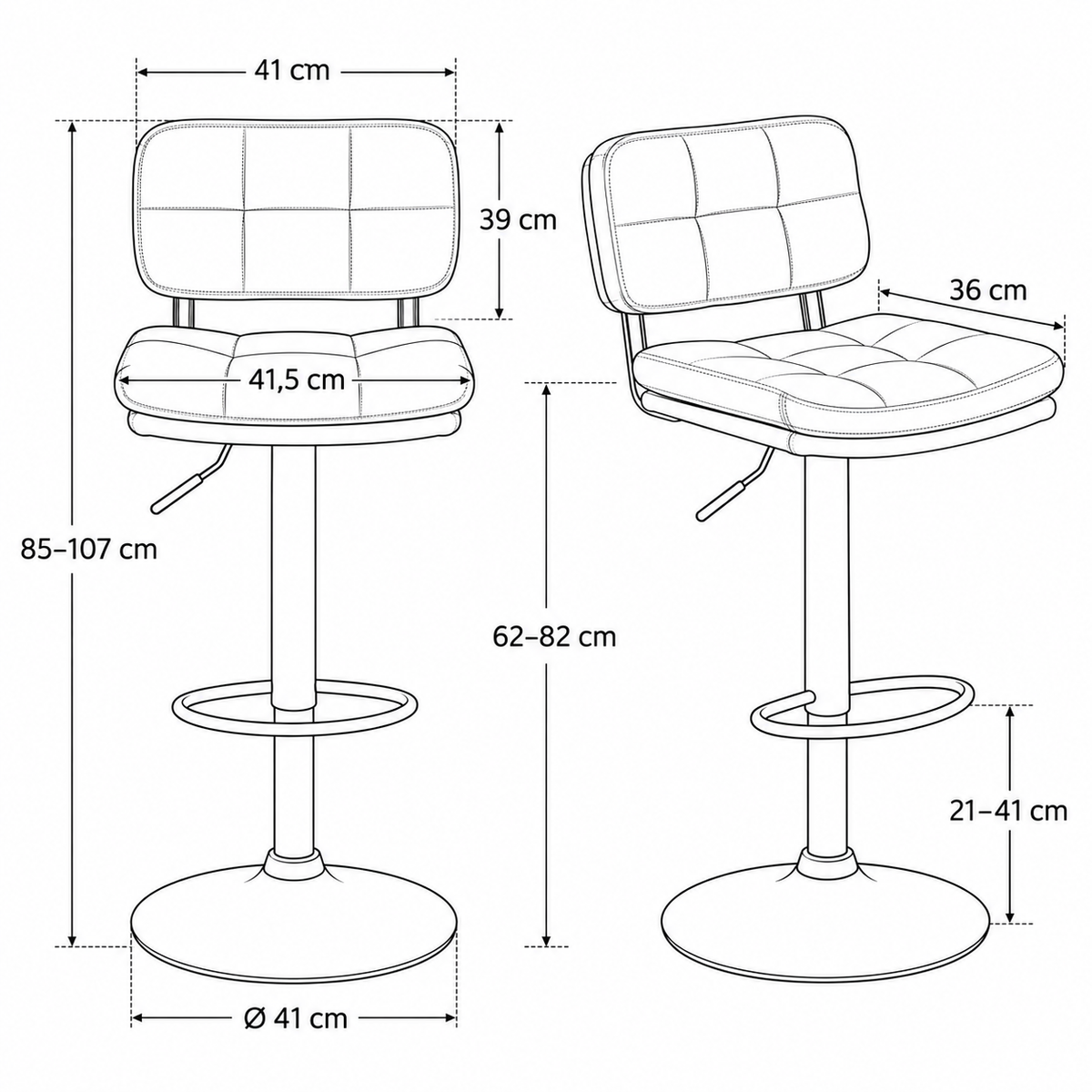 « Crémea » — Lot de 2 tabourets crème réglables — vue 5
