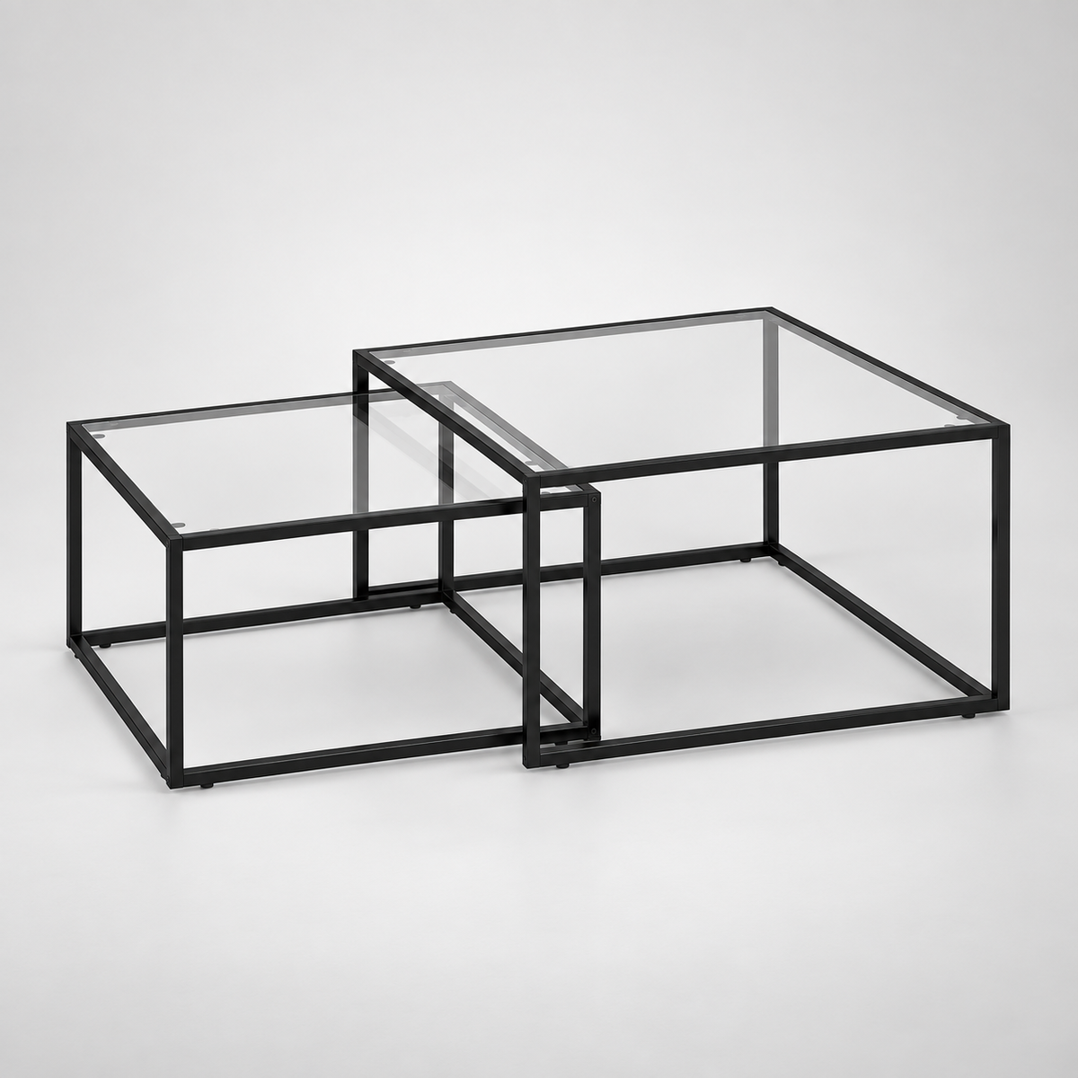 « Cristal » — Lot de 2 tables basses gigognes en verre — vue 1