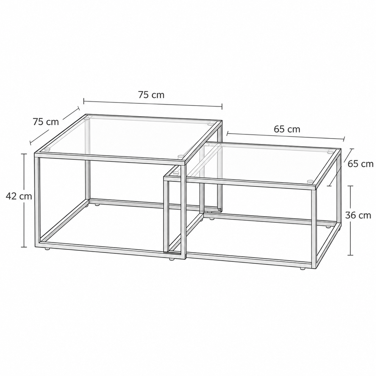 « Cristal » — Lot de 2 tables basses gigognes en verre — vue 5