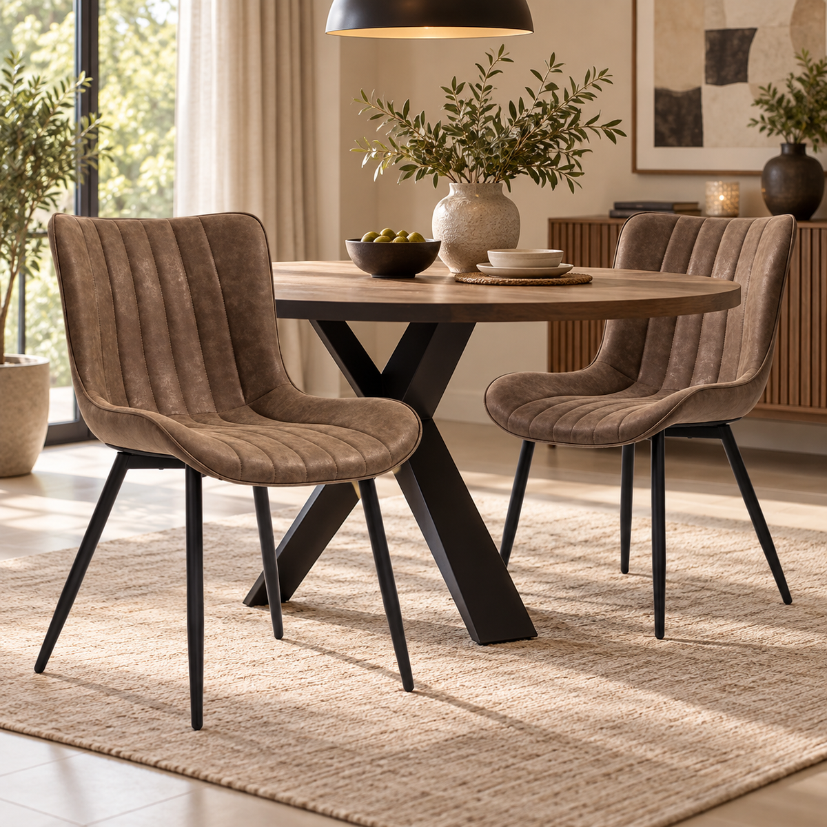 « Dorian » — Lot de 2 chaises brunes rembourrées — vue 1