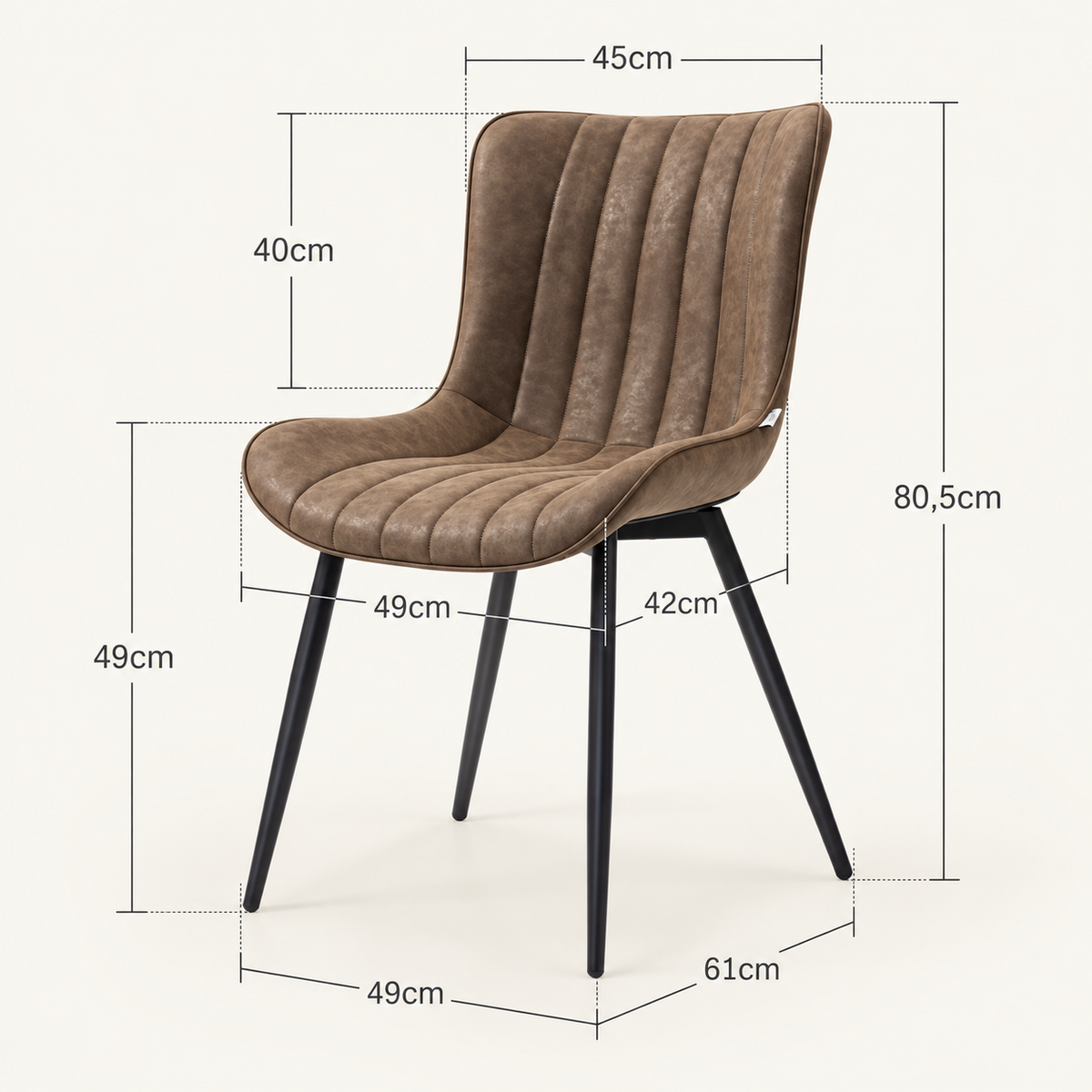 « Dorian » — Lot de 2 chaises brunes rembourrées — vue 2