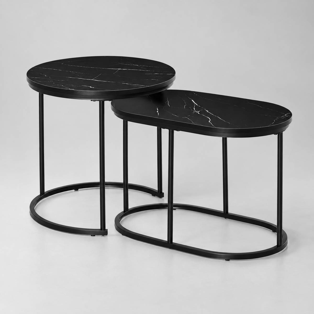« Duo » — Lot de 2 tables gigognes effet marbre noir — vue 1