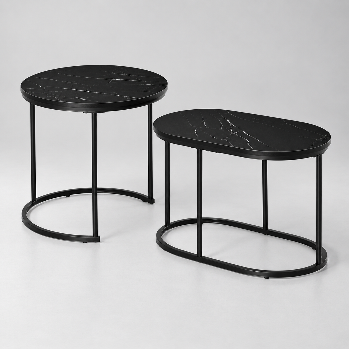 « Duo » — Lot de 2 tables gigognes effet marbre noir — vue 3
