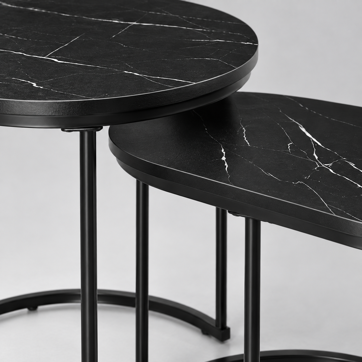 « Duo » — Lot de 2 tables gigognes effet marbre noir — vue 4