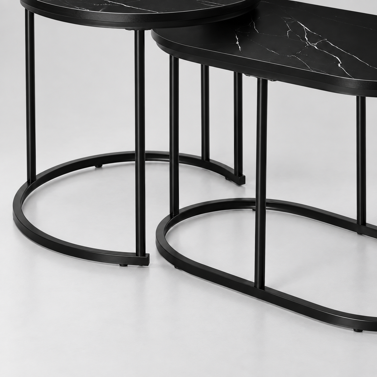 « Duo » — Lot de 2 tables gigognes effet marbre noir — vue 5