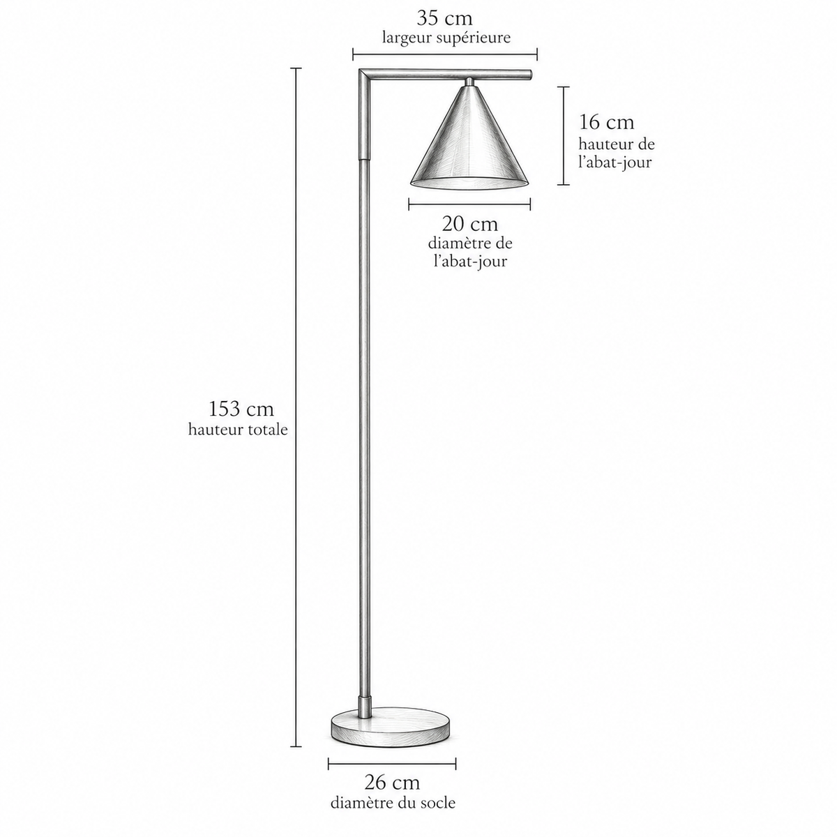 « Épure » — Lampadaire doré à base en marbre — vue 4