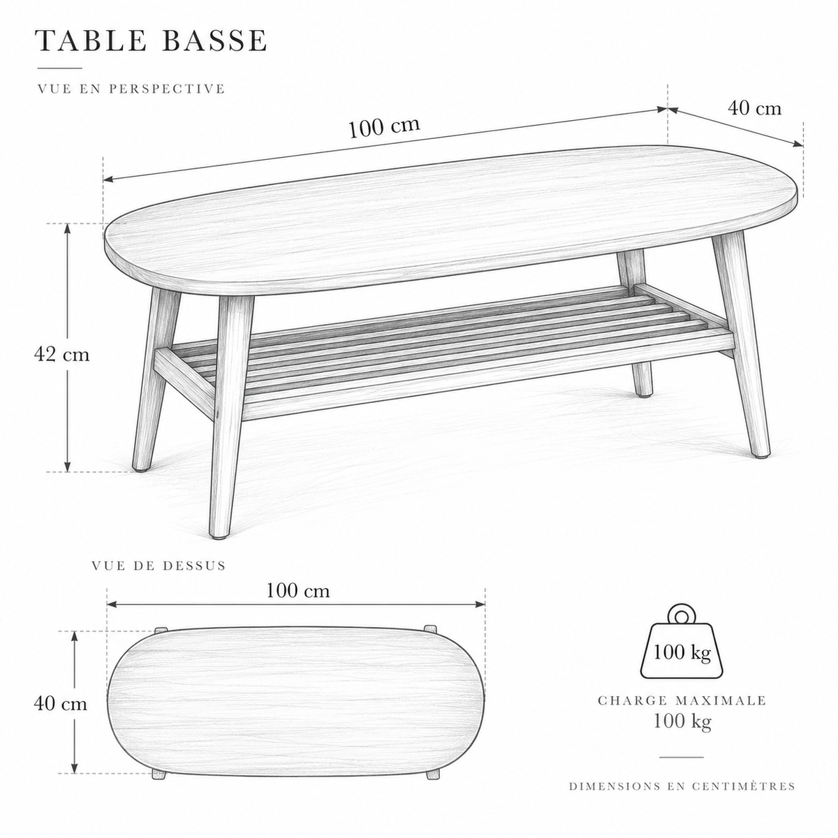 « Estran » — Table basse ovale à double niveau — vue 5