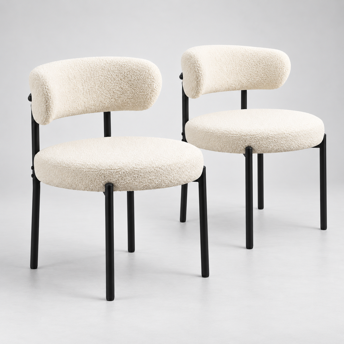 « Flocon » — Lot de 2 chaises beiges en tissu bouclé — vue 1