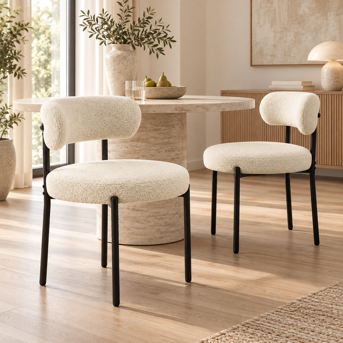 « Flocon » — Lot de 2 chaises beiges en tissu bouclé — vue 2