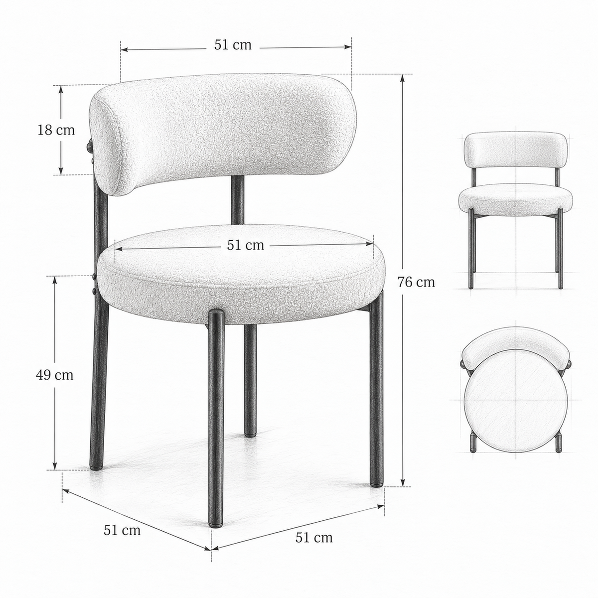 « Flocon » — Lot de 2 chaises beiges en tissu bouclé — vue 5