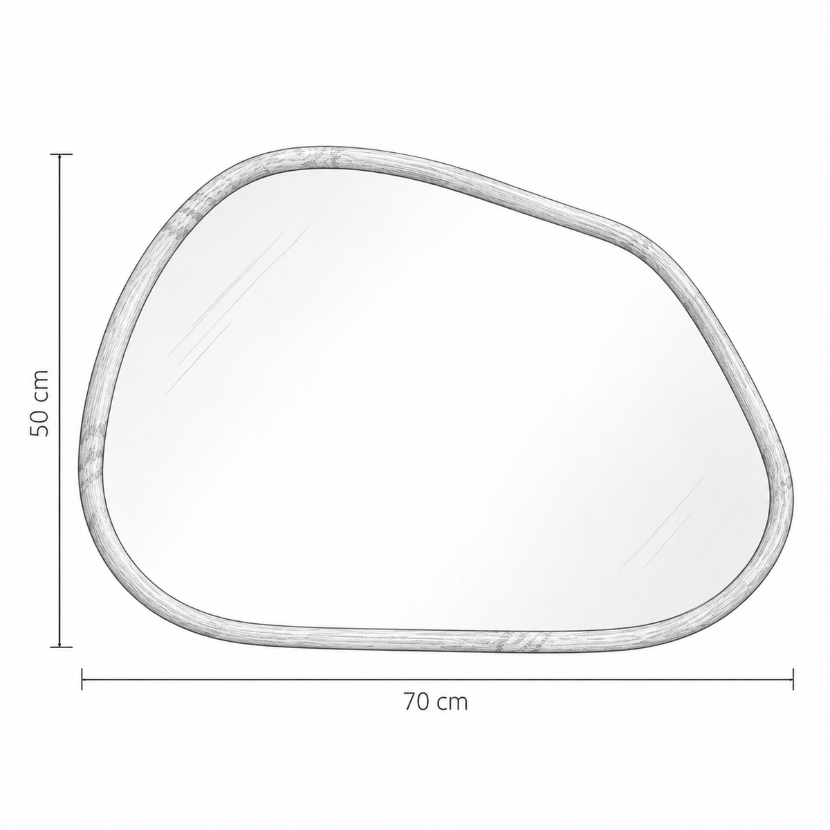 « Galet » — Miroir organique en bois naturel, 70 cm — vue 5