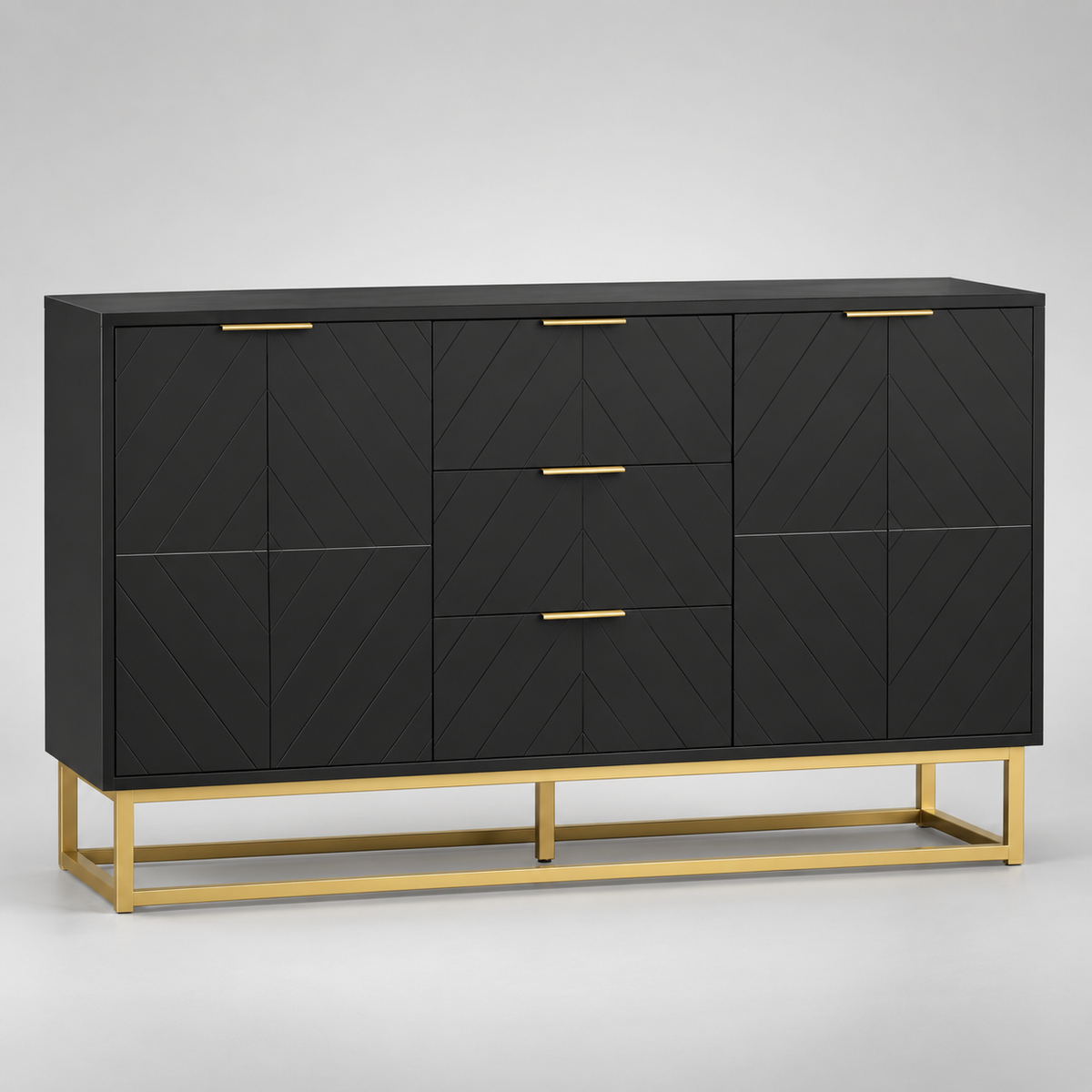 « Graphite » — Buffet noir à motifs et 3 tiroirs — vue 1