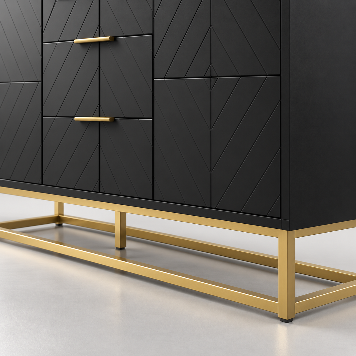 « Graphite » — Buffet noir à motifs et 3 tiroirs — vue 4