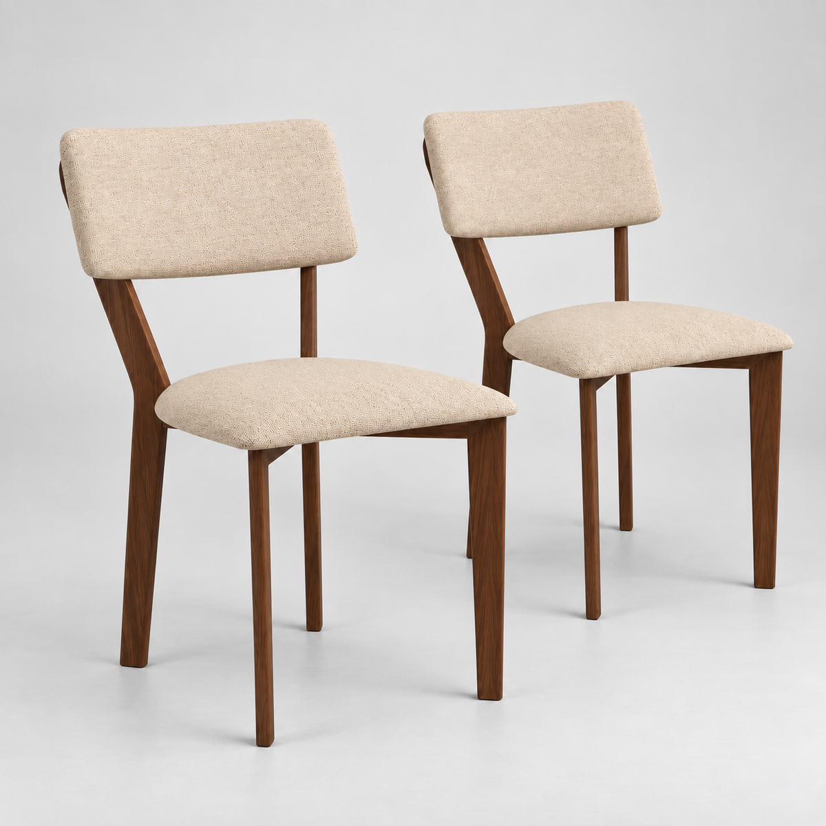 « Linéo » — Lot de 2 chaises beiges en tissu effet lin — vue 3