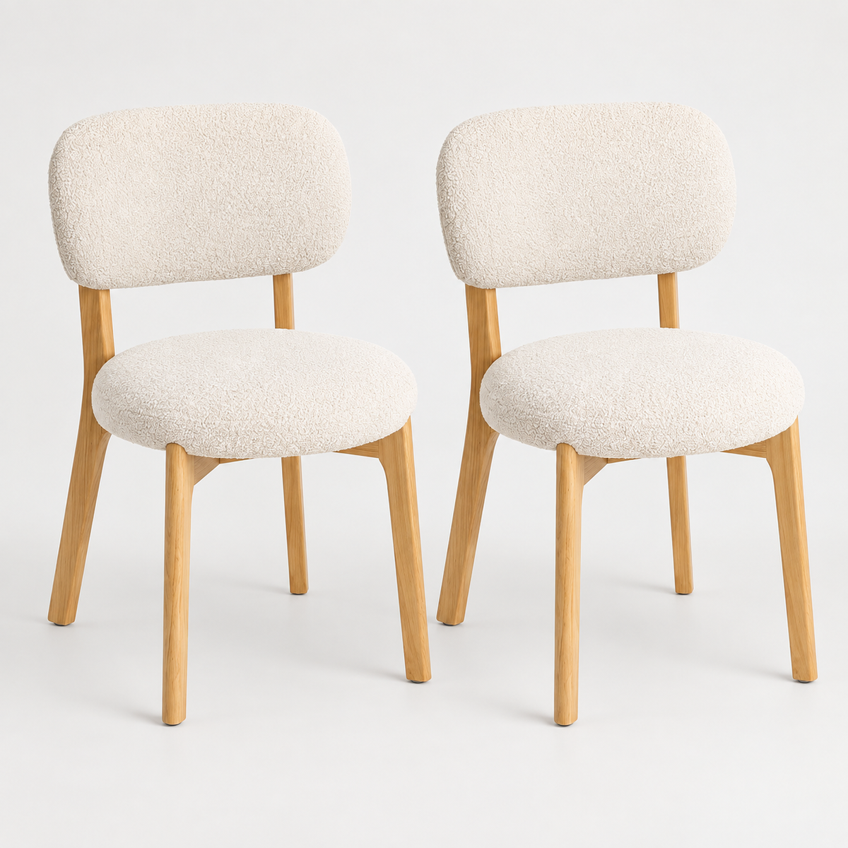 « Lison » — Lot de 2 chaises crème en tissu bouclé — vue 1