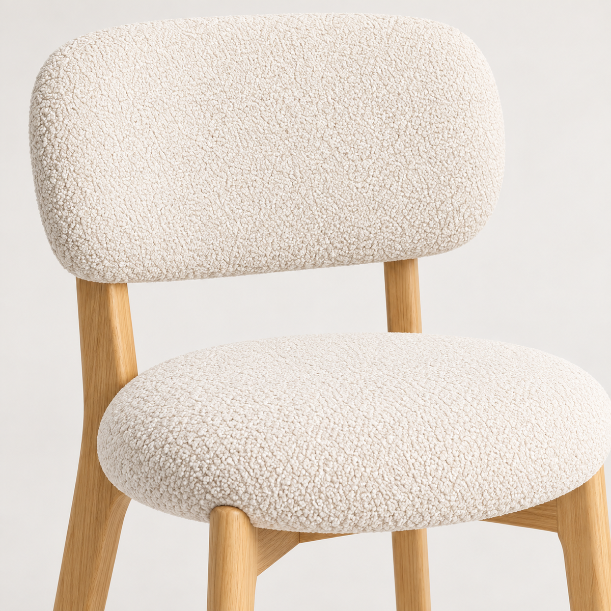 « Lison » — Lot de 2 chaises crème en tissu bouclé — vue 3