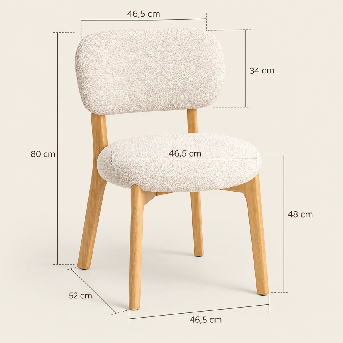 « Lison » — Lot de 2 chaises crème en tissu bouclé — vue 5