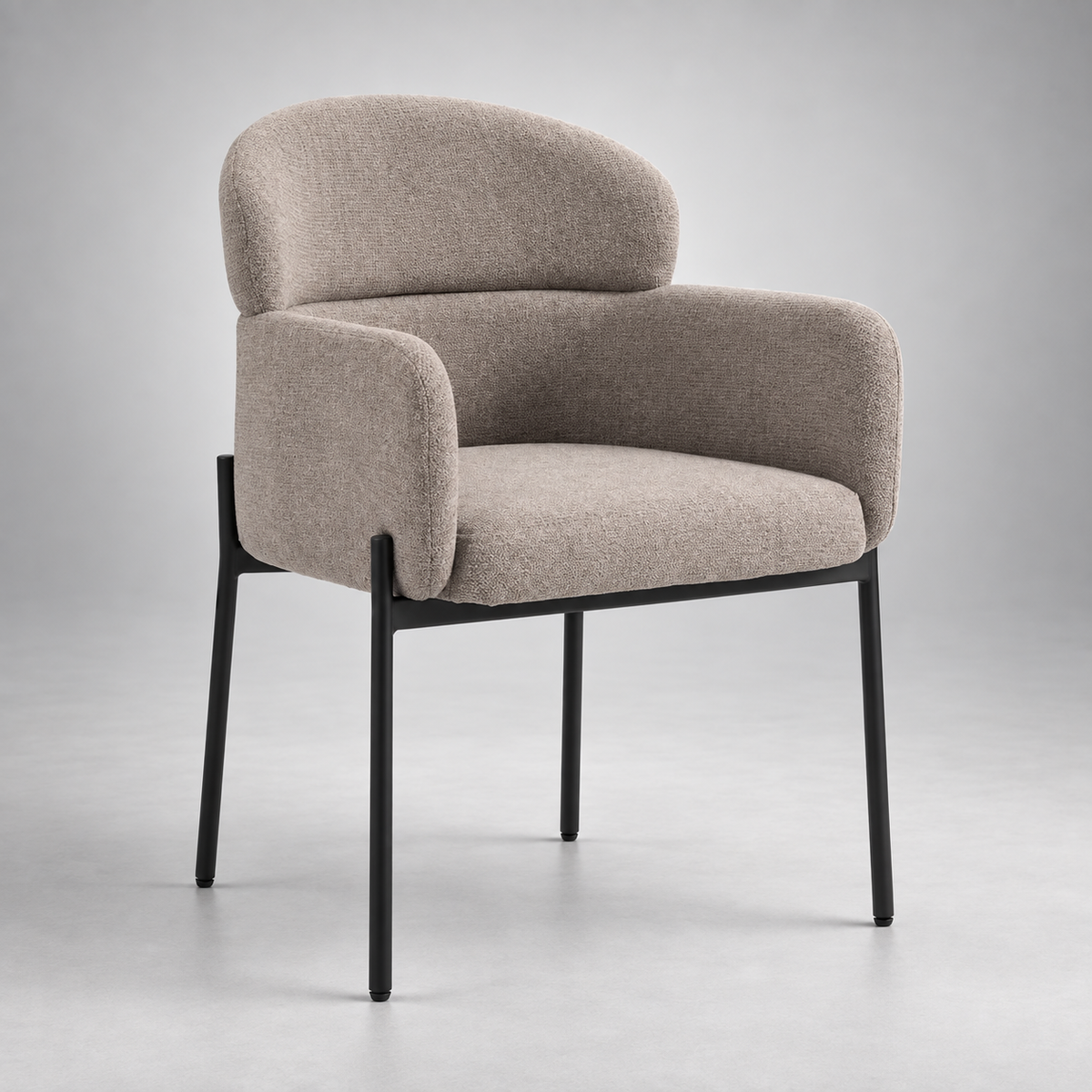 « Milo » — Fauteuil en chenille brun clair à accoudoirs — vue 1