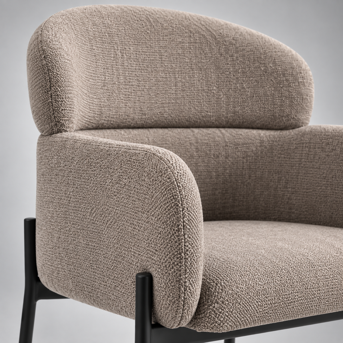 « Milo » — Fauteuil en chenille brun clair à accoudoirs — vue 3